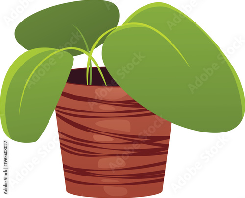 Green plant in brown pot vector flat icon, cartoon potted flower in container, succulent, aloe, floral home decoration