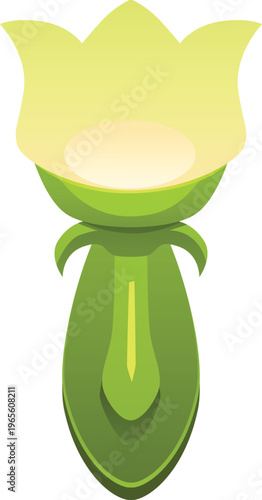 Wall lamp with lampshade flower shape flat vector icon, chandelier with light bulb, blossom plant floral lantern