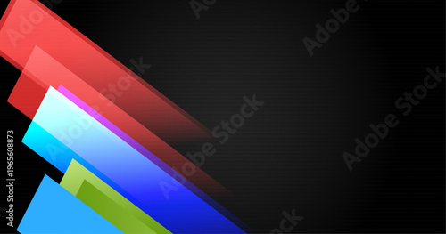 赤と青のネオンカラーが交差するスピード感あふれるダイナミックライン背景黒ベースの未来的テクノロジーデザイン素材