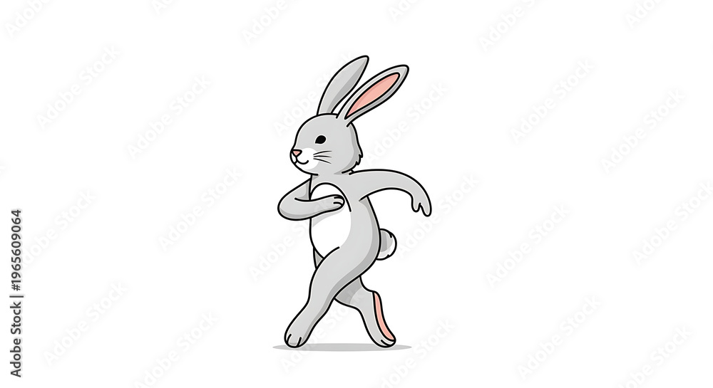 Fototapeta premium cute rabbit, cartoon bunny, white animal, dancing illustration