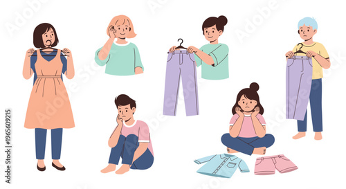 Flat Illustration of Diverse People Choosing Clothes, Fashion and Lifestyle