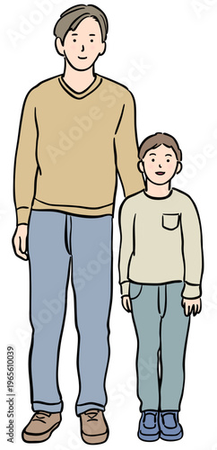 仲が良い父と子のイラスト