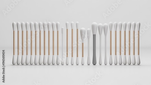  Cotton swab variety set isolated on transparent background for medical design, hygiene concepts, mockups, ear cleaning and beauty