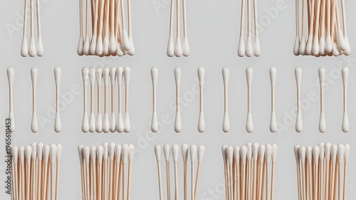  Cotton swab variety set isolated on transparent background for medical design, hygiene concepts, mockups, ear cleaning and beauty
