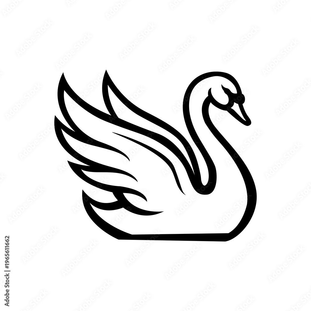 Fototapeta premium Elegant Swan Logo Vector Illustration Isolated on White Background