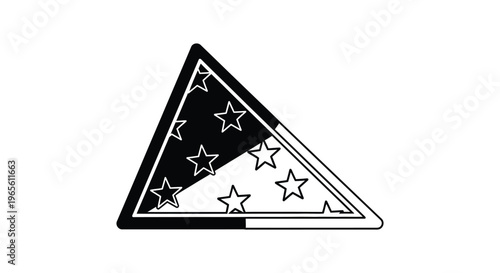 Folded American flag icon in triangle shape, black and white military burial flag vector, patriotic memorial service symbol for veterans