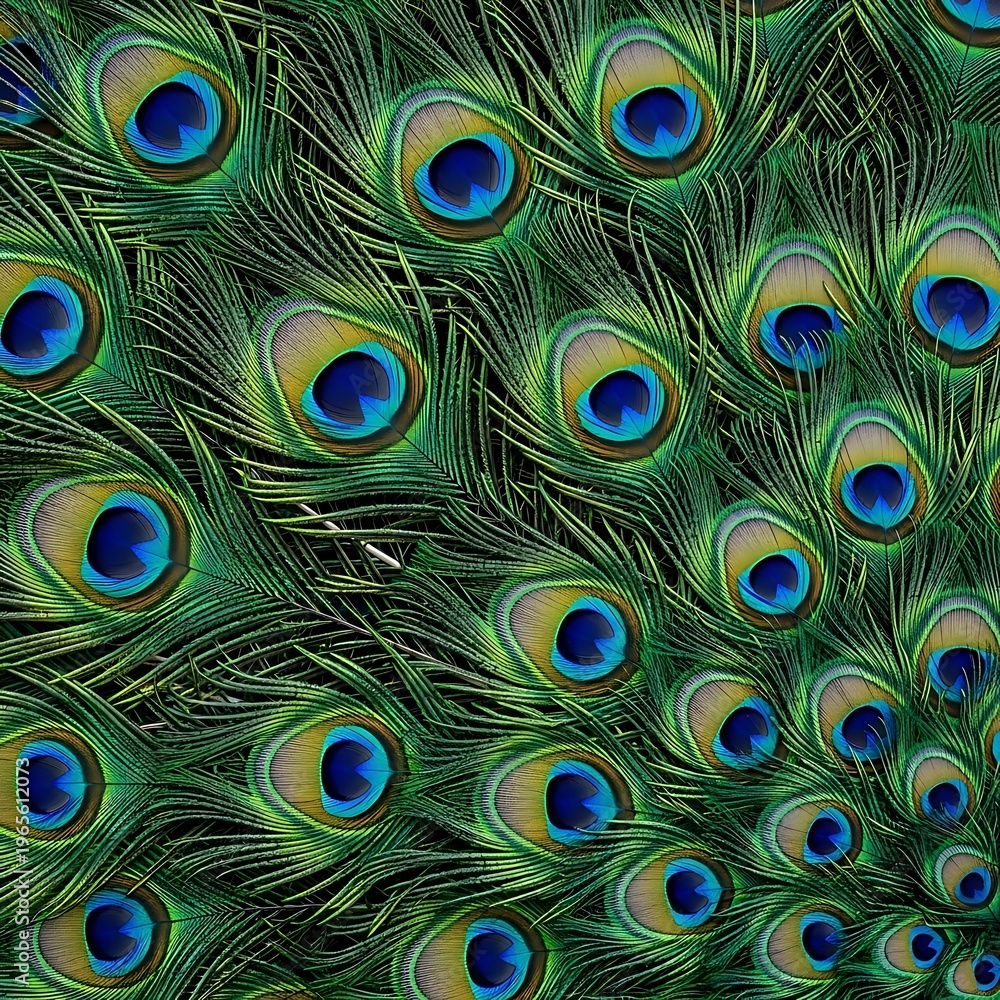 Obraz premium Peacock Feather Display - Vibrant Colors and Intricate Patterns.