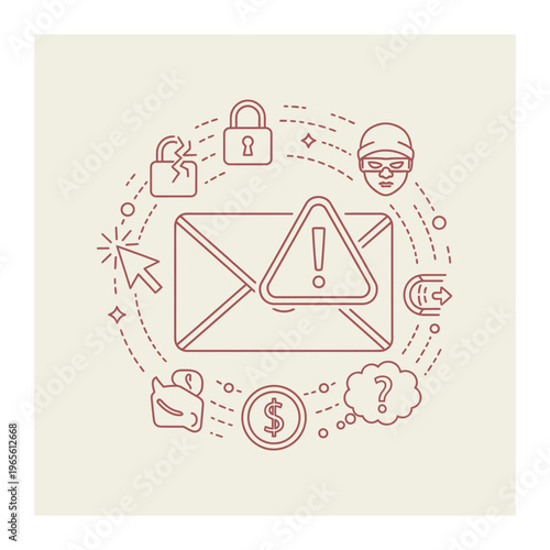 Email phishing attack concept icon