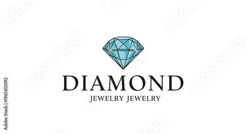 Diamond jewelry logo with blue gemstone.