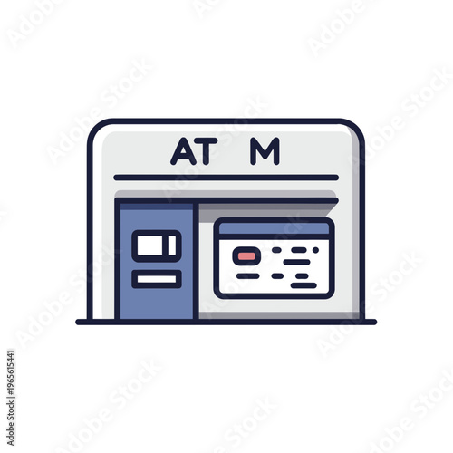 Minimalist ATM machine icon for banking services
