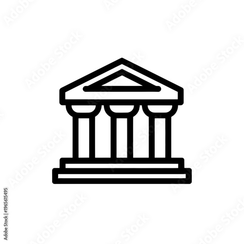 Minimalist Bank Building Icon with Pillars