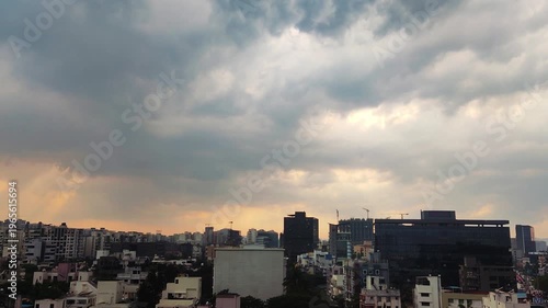Timelapse of Rain in IT Software City – Urban Monsoon Scene- 4k Video