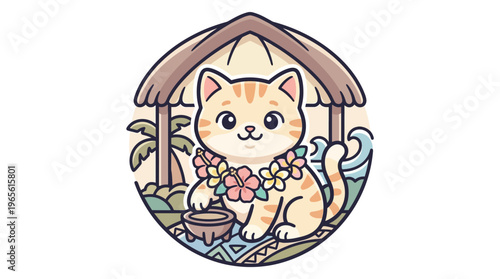 Cute Cat in Tropical Paradise