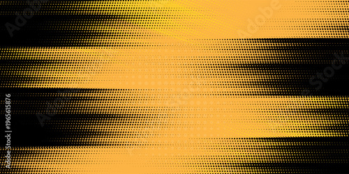 Black and yellow abstract background with brush stroke and halftone style. abstract grunge