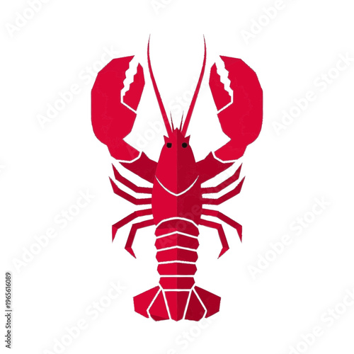 Modern red lobster design with bold shapes and expressive character, created for social content, labels, and decorative branding