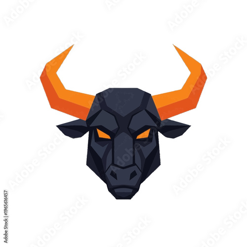 black bull head vector illustration with bold shapes and expressive character, ideal for nature campaigns, apparel graphics, and print products