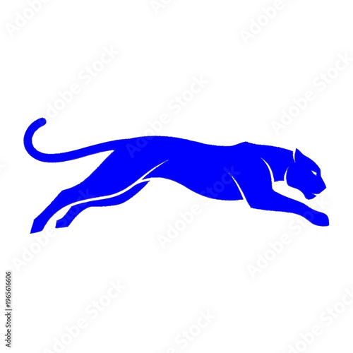 Clean blue panther running vector composition with playful detail and strong silhouette, suited to branding, posters, stickers, and packaging projects
