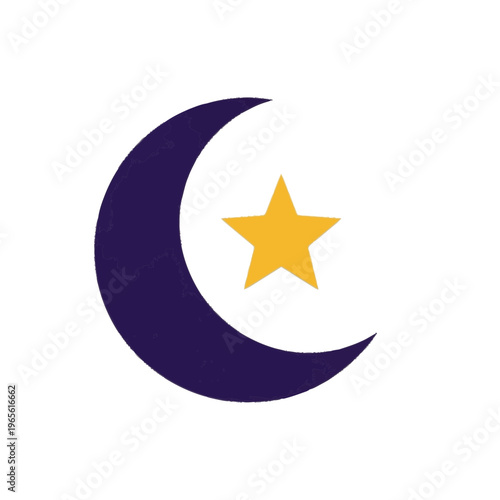 crescent moon and star vector illustration with modern simplicity and clear graphic impact, ideal for logos, interfaces, presentations, and identity
