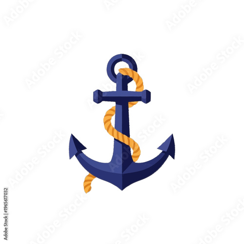Clean nautical anchor vector composition with polished detail and strong symbolic character, suited to brand systems, posters, and editorial layouts