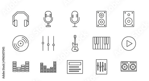Music icons and symbols collection.