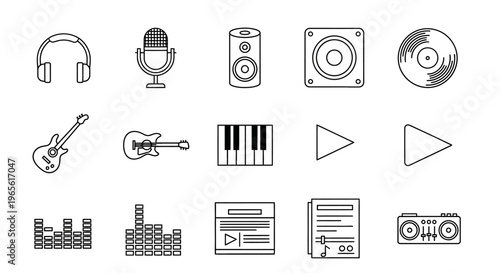 Music icons and symbols collection.