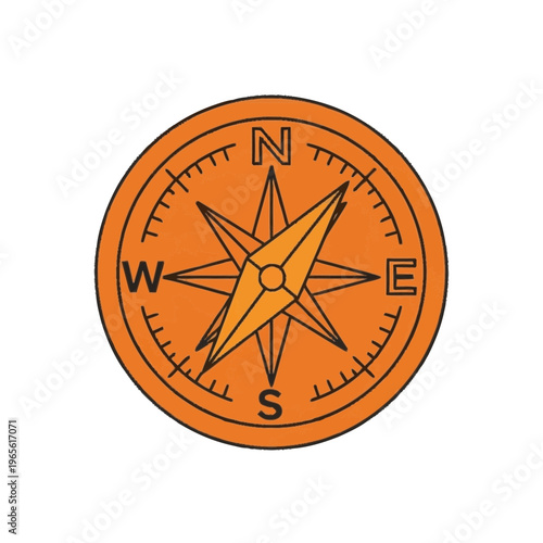 Modern orange compass design with clean styling and clear functional character, created for instructional layouts, web content, and print design