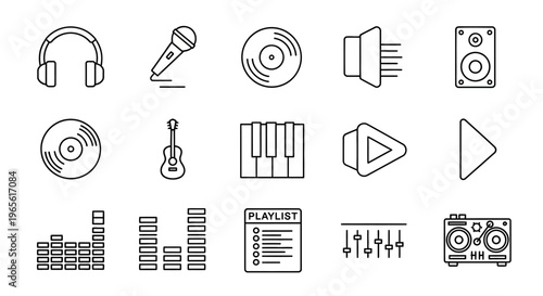 Music icons and symbols collection.