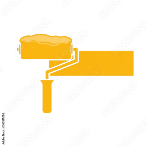 paint roller applying paint vector illustration with crisp form and polished decorative detail, ideal for brochures, presentations, websites, and branding