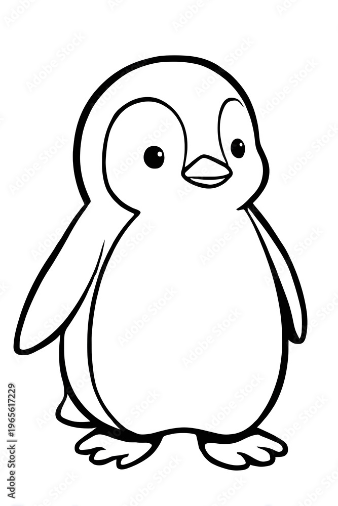 Fototapeta premium A cute baby penguin coloring page.