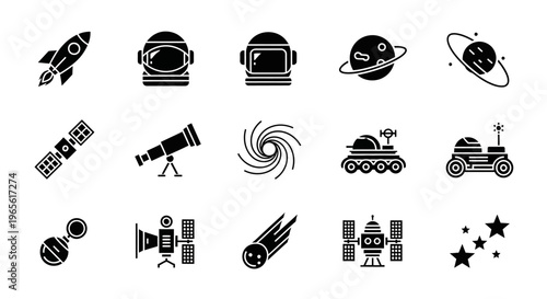 Space icons and symbols collection.