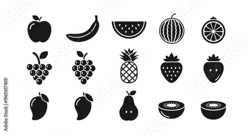 Variety of Fresh Fruit Icons.