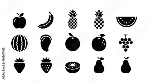 Variety of Fresh Fruit Icons.