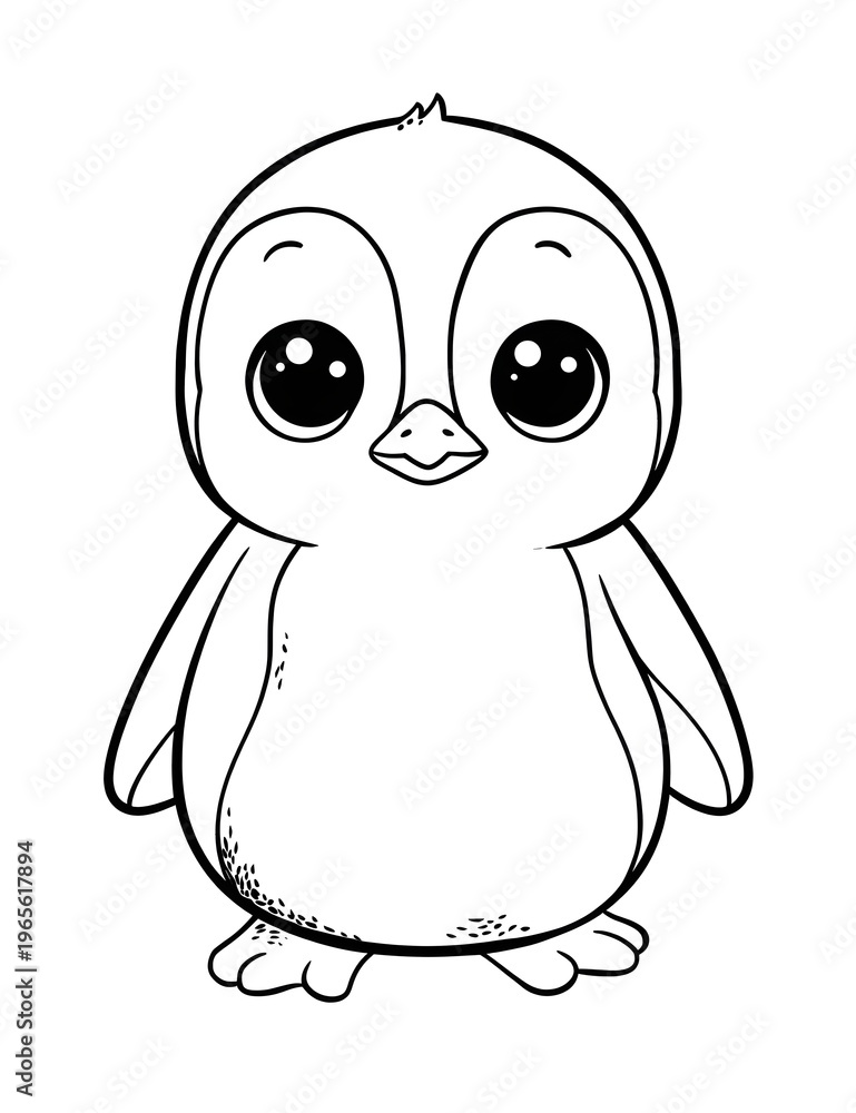 Obraz premium A cute baby penguin coloring page.
