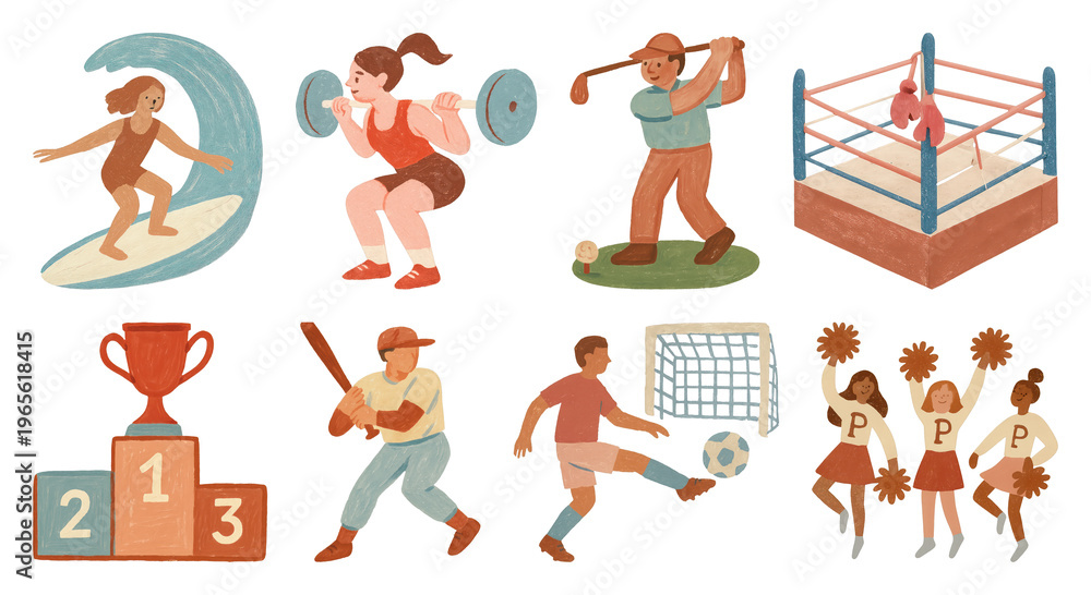 Fototapeta premium PNG Diverse sports activities illustrated on transparent background