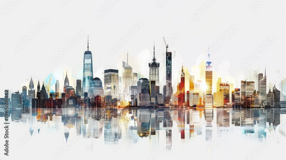 Obraz premium Colorful city skyline panorama