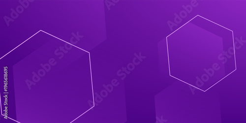 Modern banner purple background with hexagon lines. Vector eps10