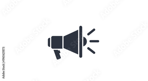 Black Megaphone Icon With Lines.