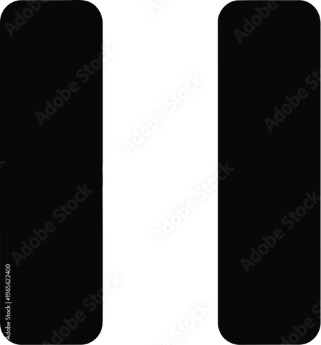 A minimalist pause button icon on a clean white background