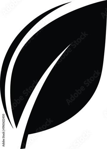 A minimalist black leaf logo on a clean white background