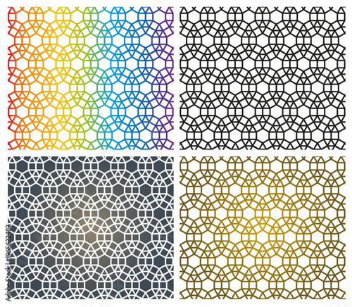 Ornement décoratif Motif abstrait Réseau de couleur or doré noir et blanc et de style oriental géométrique