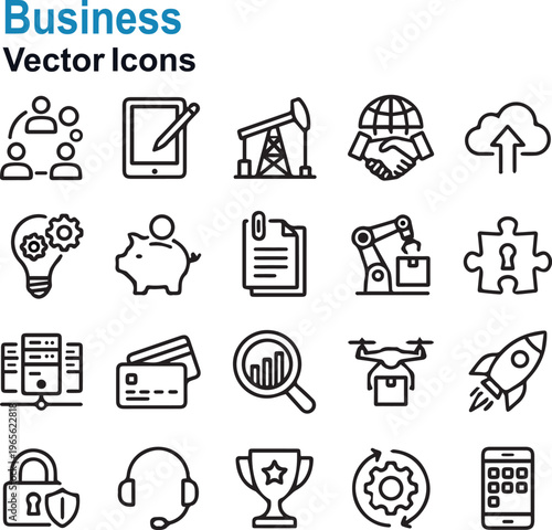 business and finance icons set