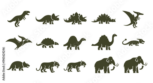 Dinosaurs and Prehistoric Animals Silhouettes.