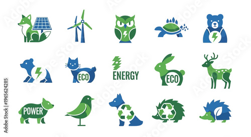 Eco friendly icons with animals.