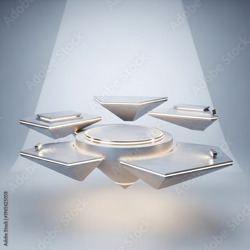 Wallpaper Mural Modern Tech Display Illuminated Geometric Podiums on a Clean Stage Torontodigital.ca