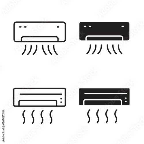 Air conditioner icon Isolated flat vector in outline and solid black