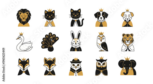 Collection of cartoon animal faces.