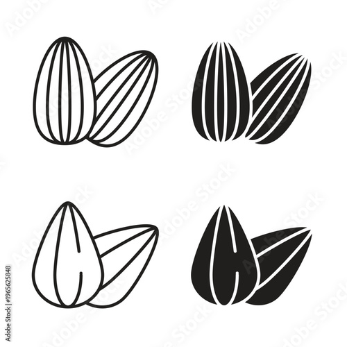 Almond icon Isolated flat vector in outline and solid black