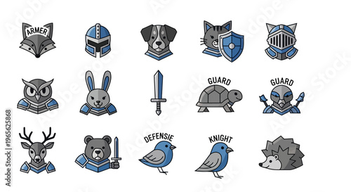 Collection of medieval animal crests.