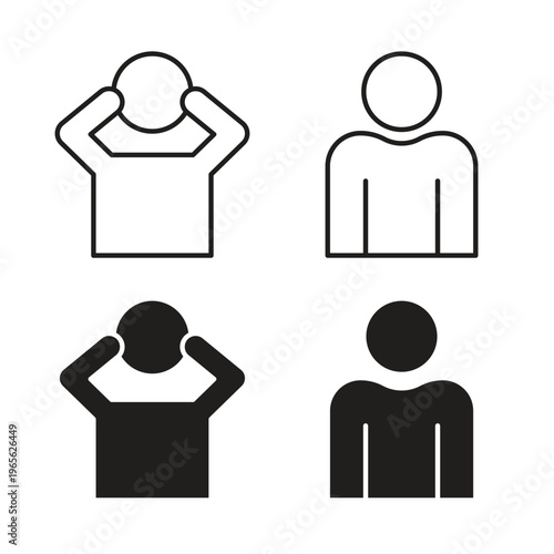 Anxiety icon vector logo set flat and stroke lines