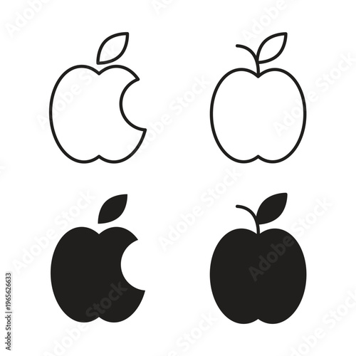 Apple icon Isolated flat vector in outline and solid black